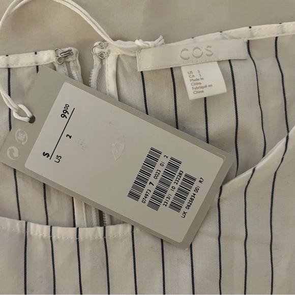 New COS Long Sleeve Blouse Top Size 2 Stripes MSRP $99 - Picture 3 of 5